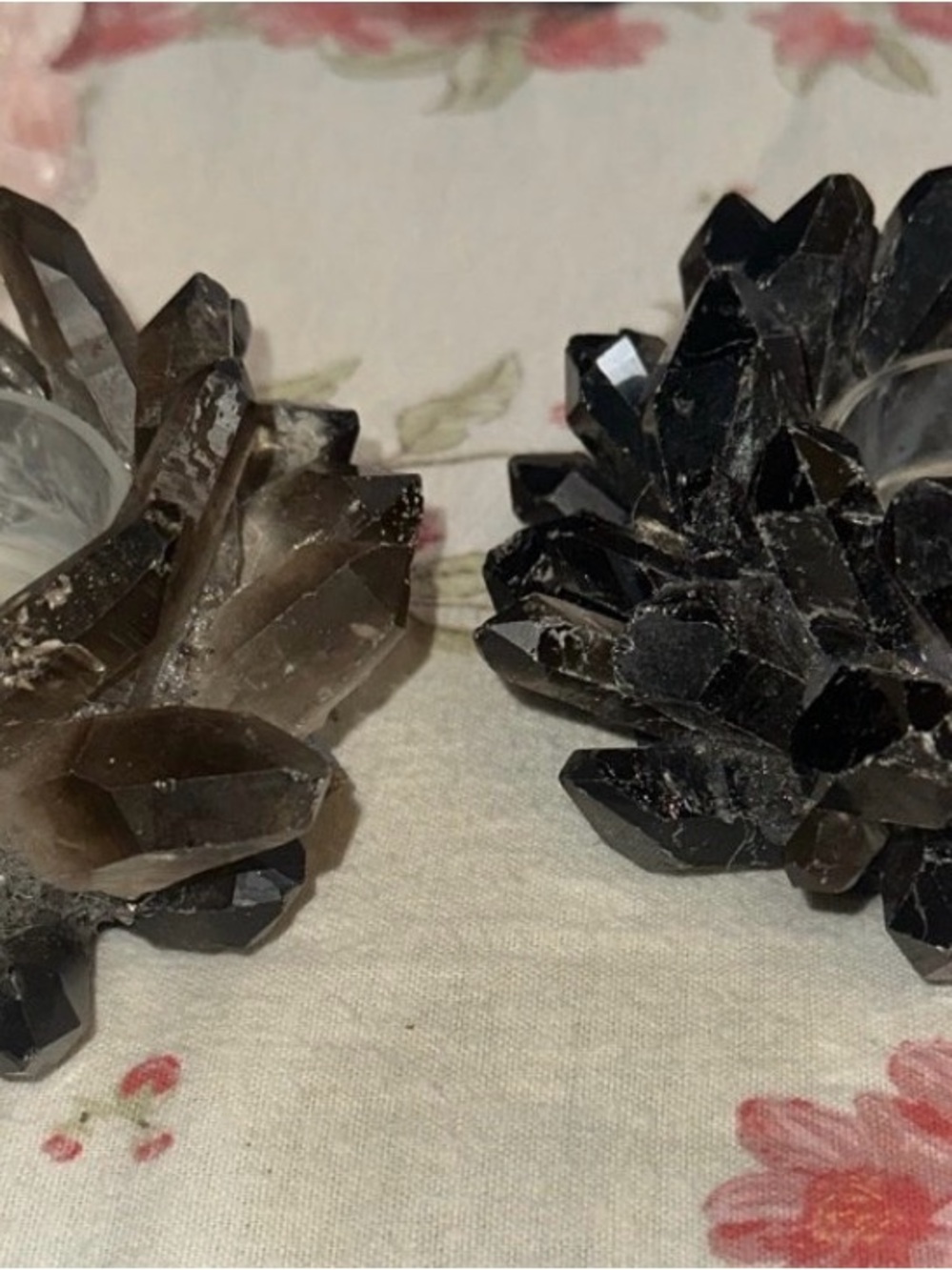 Smoky Quartz Crystal Accent Pair - Brown and Black Decorative Clusters